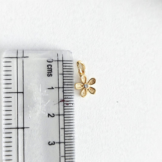 GPC21Q Dainty Flower Zircon Pendant Charm ( 1 PC ) Premium Plated