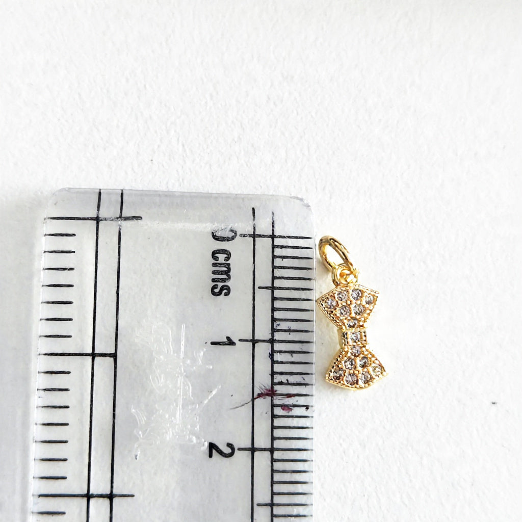 GPC21R Dainty Bow Zircon Pendant Charm ( 1 PC ) Premium Plated