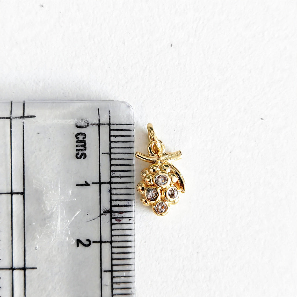 GPC21S Small Grapes Zircon Pendant Charm ( 1 PC ) Premium Plated