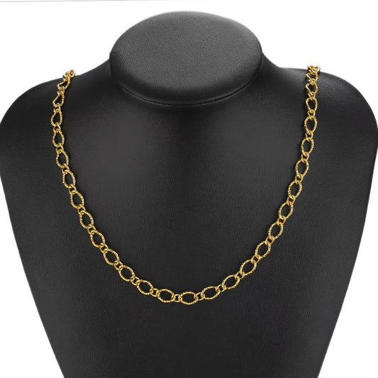 DIYS264 Oval Embossed Loop Chain Gold ( 1 feet ) PVD Plated