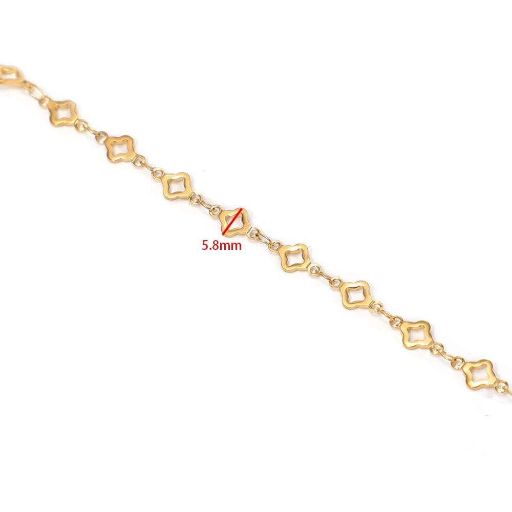 DIYS268 Clover Chain Gold ( 1 feet ) PVD Plated