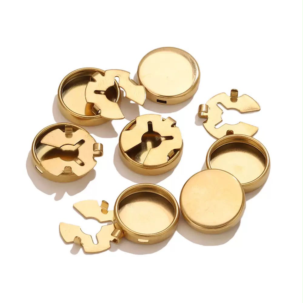 ES17 Round Snap Turtle Buckle 18k Gold ( 1 pc ) PVD Plated