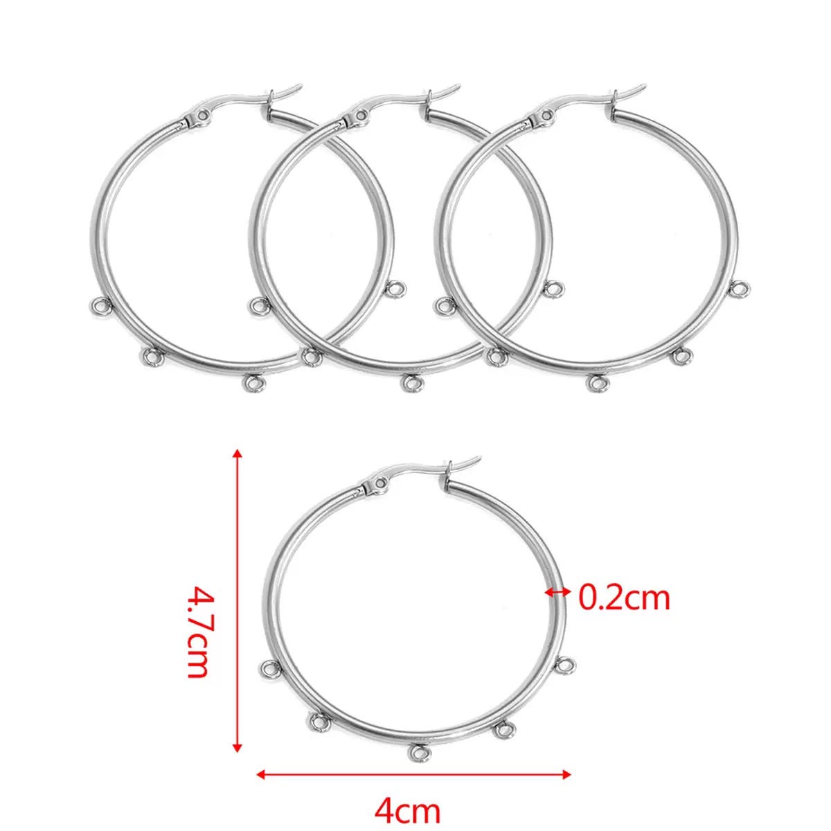 STS70 Hoop With Loops Stud Silver ( 1 pair ) PVD Plated