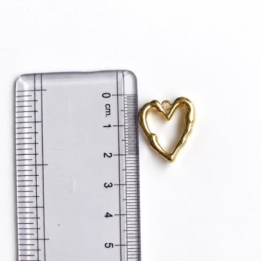 AC06B Hollow Heart Charm ( 1 pc ) High Quality Alloy