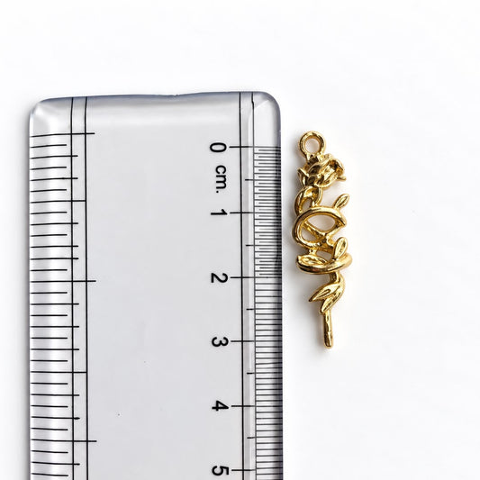 AC06G Dainty Rose Charms ( 1 pc ) High Quality Alloy