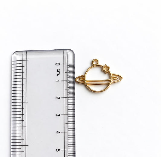 AC06H Saturn Gold Plated Charms ( 1 pc ) High Quality Alloy