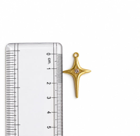 AC06A Zircon Star Gold Plated Charm ( 1 pc ) High Quality Alloy