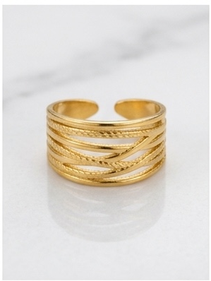 RSJ24F LAYERED Ring - 18K Gold PVD plated 316 stainless steel - Anti tarnish