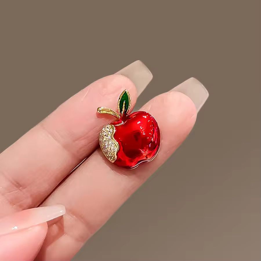 BR 35 CUTESY APPLE Zircon Brooch ( 1 PC ) Anti Resistant