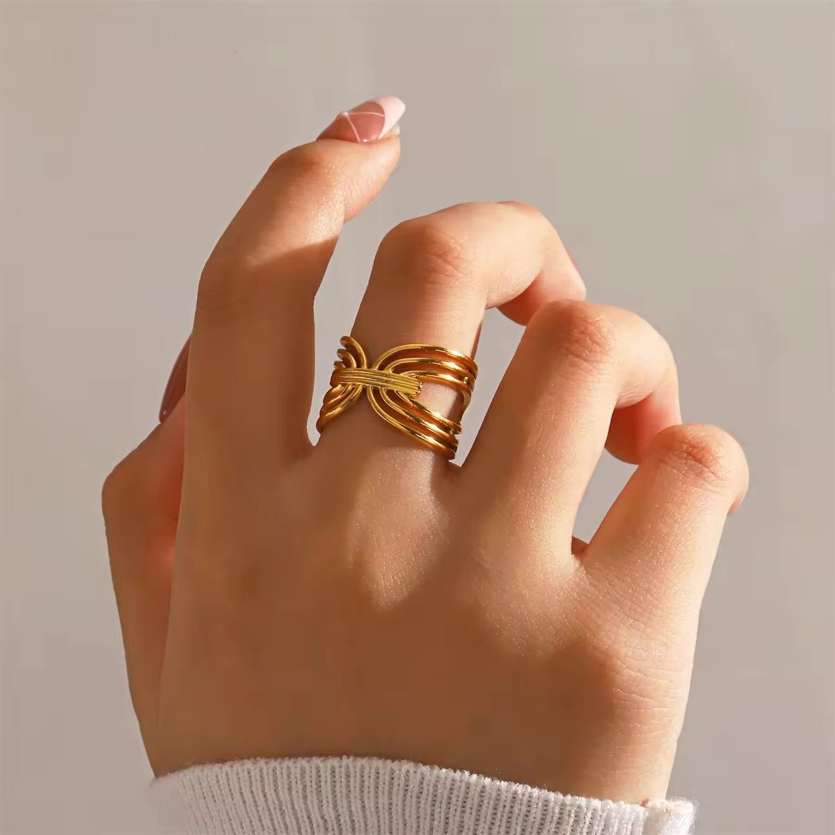 SJ 699 Multi Layer Ring Adjustable 18k Gold PVD plated stainless steel - Anti tarnish