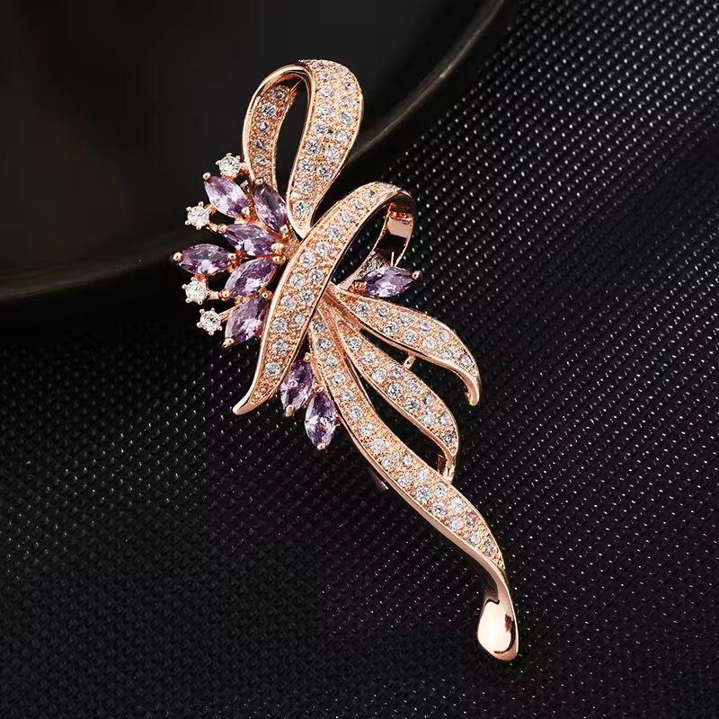 BR 26 ELEGANT CRYSTAL Zircon Brooch ( 1 PC ) Anti Resistant