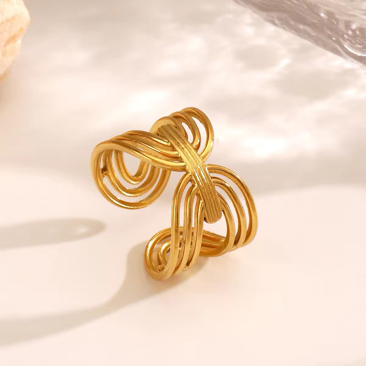SJ 699 Multi Layer Ring Adjustable 18k Gold PVD plated stainless steel - Anti tarnish