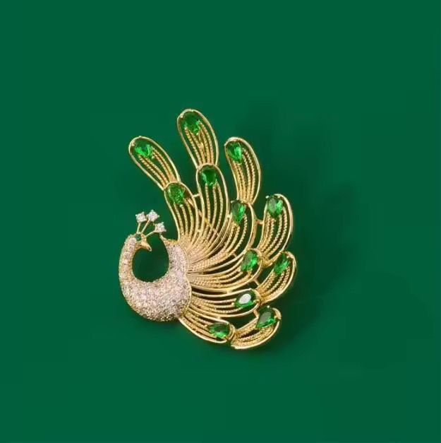 BR 40 PEACOCK Zircon Brooch ( 1 PC ) Anti Resistant
