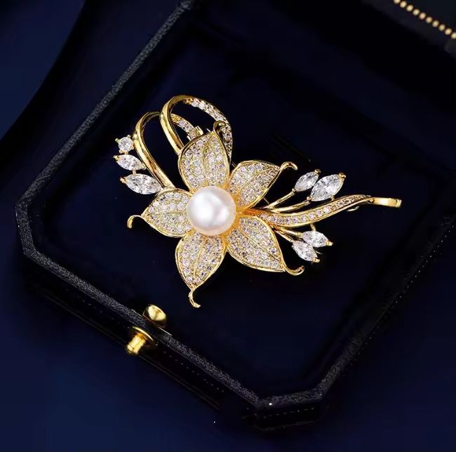 BR 29 FLORAL BIG Zircon Brooch ( 1 PC ) Anti Resistant