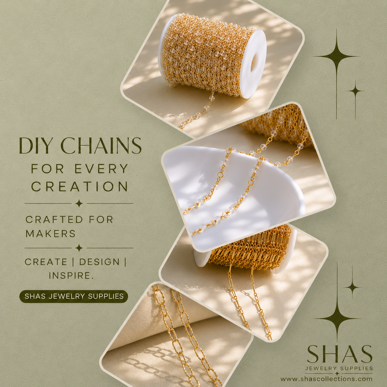 DIY Chain Rolls - premium Gold plated Brass / Copper