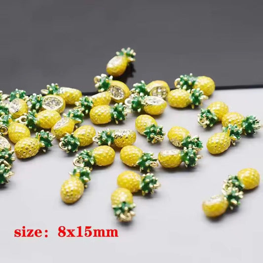 SS 2878 Pineapple Fruit enamel 14k gold plated charm ( 1 pc ) Anti tarnish