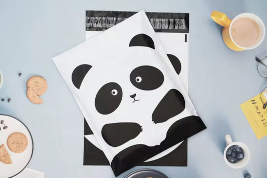 Cute Panda Poly Mailer Bag -  Waterproof & Double Sided - Designer Premium Packaging ( 10:13 inch )