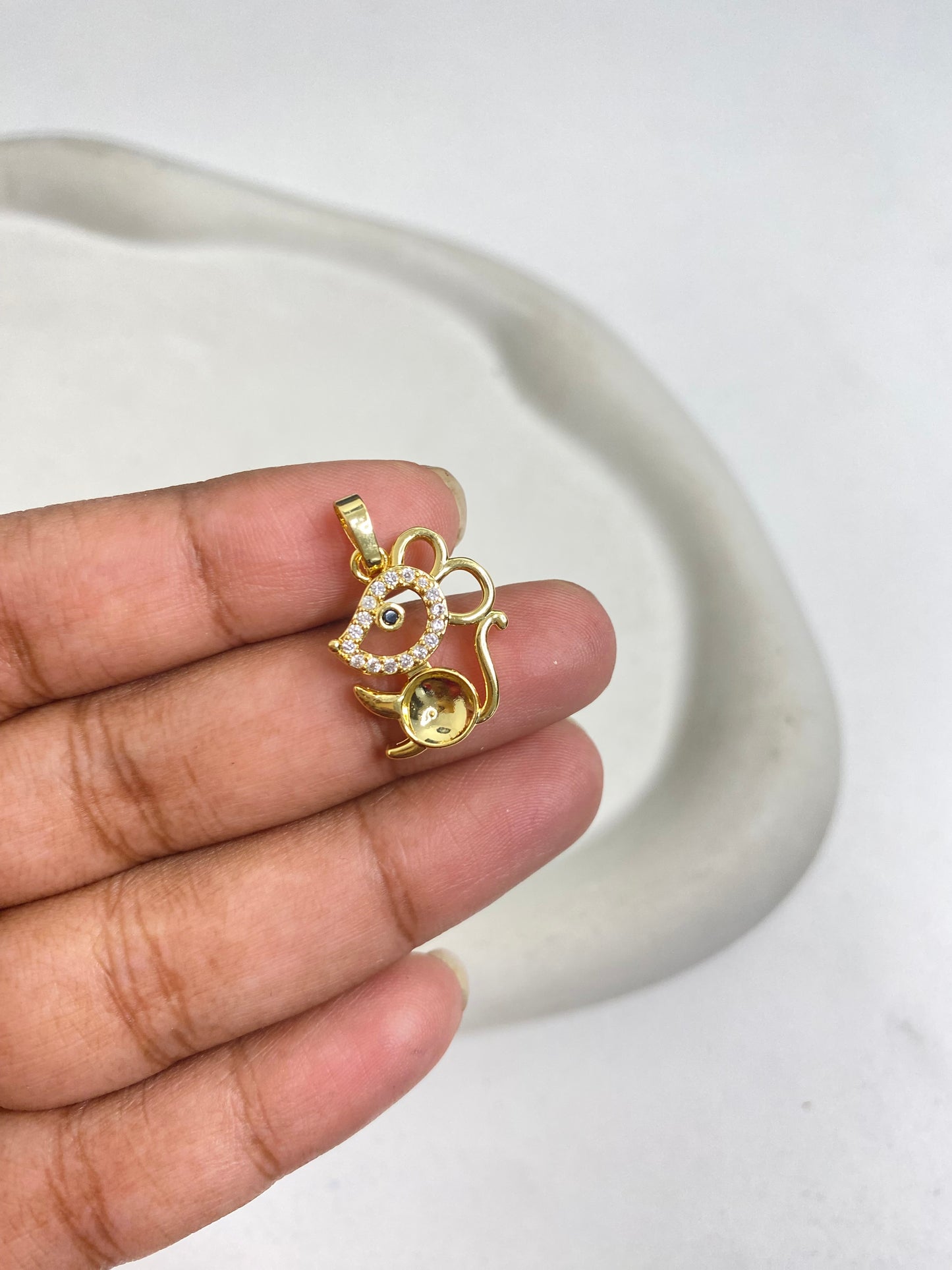 SS 1134 Rat Zircon Charm 14k Gold plated ( 1 pc ) Anti tarnish ( 18:13 mm )