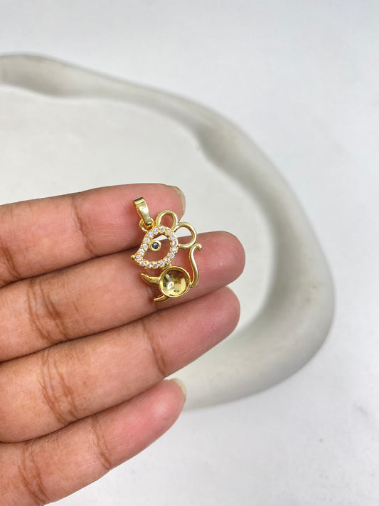 SS 1134 Rat Zircon Charm 14k Gold plated ( 1 pc ) Anti tarnish ( 18:13 mm )