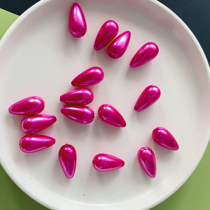 BBB 226 (m) Bright Pink Pearly Waterdrop Acrylic bead ( 1 pc ) UV Plated ( 15:22 mm )
