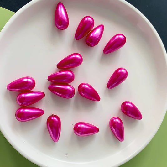 BBB 226 (m) Bright Pink Pearly Waterdrop Acrylic bead ( 1 pc ) UV Plated ( 15:22 mm )