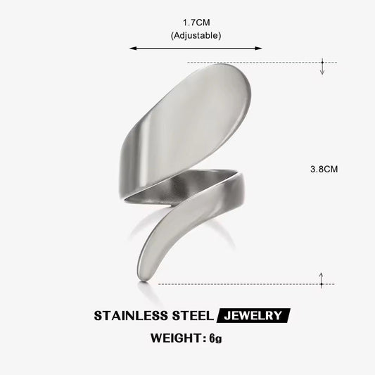 SJ 592  Silver Geometric Fashion Style Ring Adjustable - 18k Gold PVD plated stainless steel - Anti tarnish