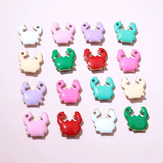 BBB 243 (e) Red Crab Enamel Tiny Charm 18K Gold PVD plated stainless steel ( 1 piece ) Anti tarnish ( 10:10 mm )