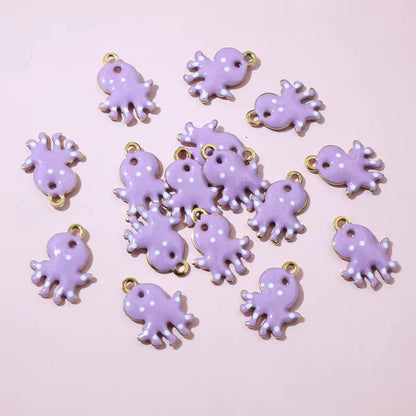 SC10K4 Purple Octopus Tiny Charm 18K Gold PVD plated stainless steel ( 1 piece ) Anti tarnish ( 12:9 mm )