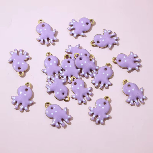 BBB 241 (d) Purple Octopus Tiny Charm 18K Gold PVD plated stainless steel ( 1 piece ) Anti tarnish ( 12:9 mm )