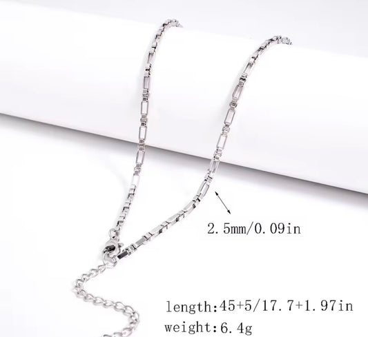 RCS28 Box Cube Ready made chain with extension (1 pc ) silver PVD