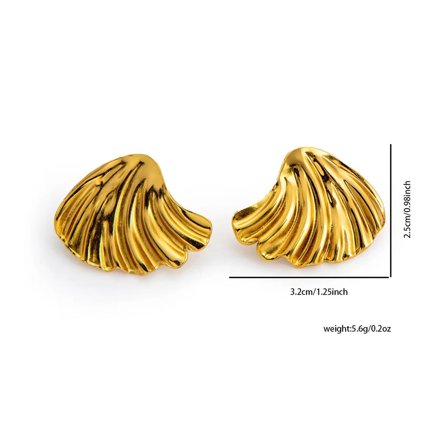 SJ 671 Shell Stud Earring - 18k Gold PVD plated stainless steel - Anti tarnish