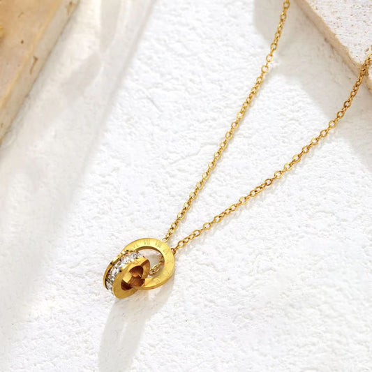SJ 532 roman zircon necklace  - 18k Gold PVD plated stainless steel - Anti tarnis