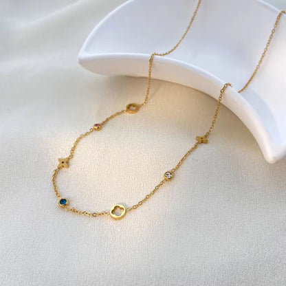 SJ 1032 Zircon dainty twinkle Necklace   - 18k Gold PVD plated stainless steel - Anti tarnish