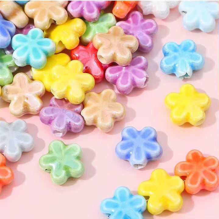 BBB 374 Floral Ceramic Bead ( 1 pc ) Porcelain Ceramic ( 12 mm )