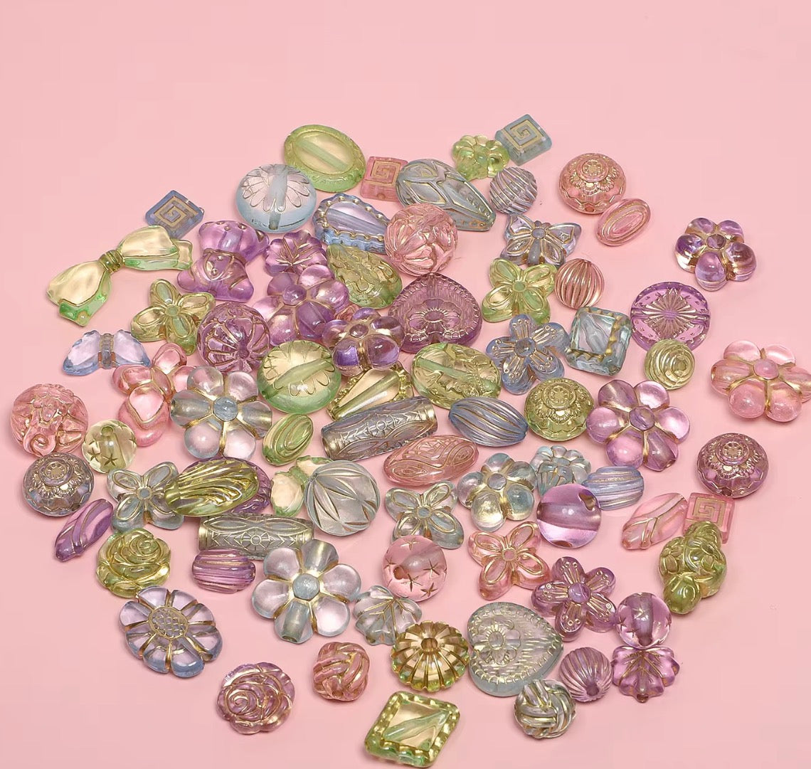 BBB 433 Vintage Czech Baroque Czech Acrylic beads ( 10 gram ) UV Gold plating