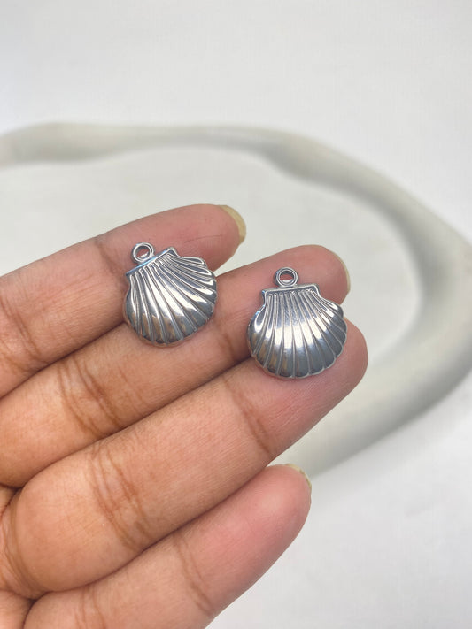 SS 2837 Shell charm Silver plated stainless steel ( 1 piece ) Anti tarnish ( 16 mm )