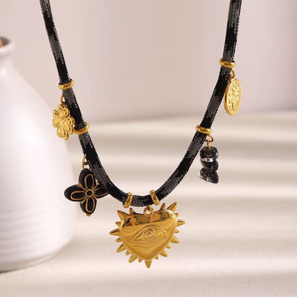 SJ 976 Fashion Fabric Charm Necklace  - Premium jewellery- 18k Gold PVD plated stainless steel - Anti tarnish
