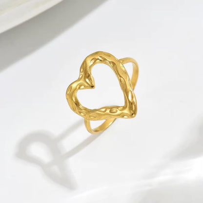 SJ 1080 Heart Textured Ring Adjustable - 18k Gold PVD plated stainless steel - Anti tarnish