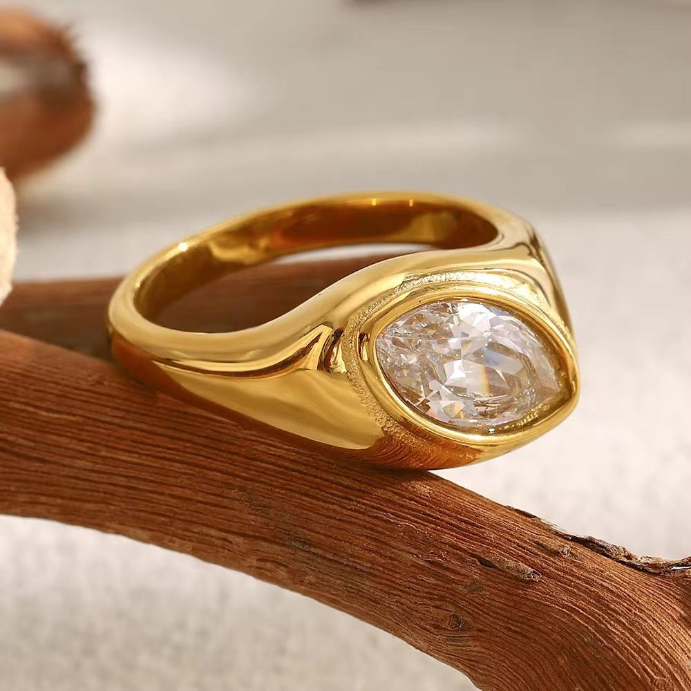 SJ 961  Marquise Zircon Ring -Premium jewellery- 18k Gold PVD plated stainless steel - Anti tarnish