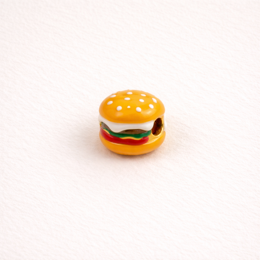SS 3134 Burger Enamel Bead Charm - 14k Gold plated ( 1 pc ) Premium Collectible | Anti tarnish