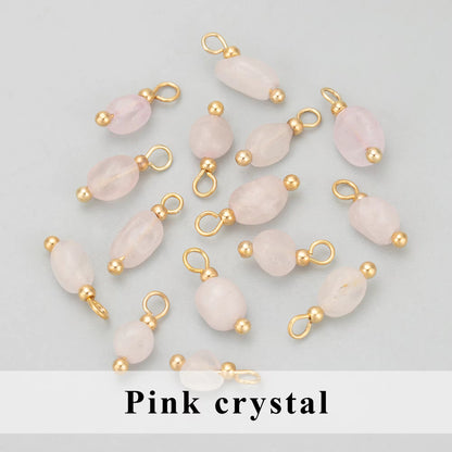 BBB 355 (a) Pink Crystal Gemstone 18k gold plated charm ( 1 pc ) Anti tarnish