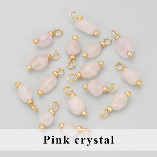 BBB 355 (a) Pink Crystal Gemstone 18k gold plated charm ( 1 pc ) Anti tarnish