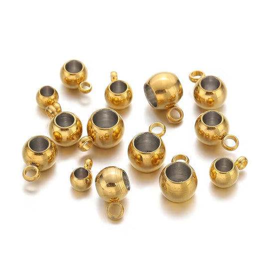 SS 2354 spacer bead with charm loop 18k gold plated Stainless steel ( 1 pc ) Anti tarnish