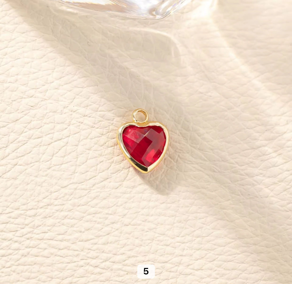 BBB 95 Heart 14k gold plated Zircon crystal charm ( 1 pc ) Anti tarnish ( 8 mm )