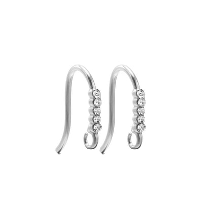 SS 3010 Zircon Hook Silver plated stainless steel ( 2 piece ) Anti tarnish