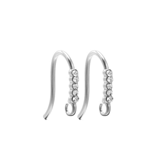 SS 3010 Zircon Hook Silver plated stainless steel ( 2 piece ) Anti tarnish