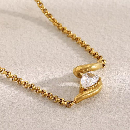 SJ 972 Water Drop Zircon Necklace  - Premium jewellery- 18k Gold PVD plated stainless steel - Anti tarnish