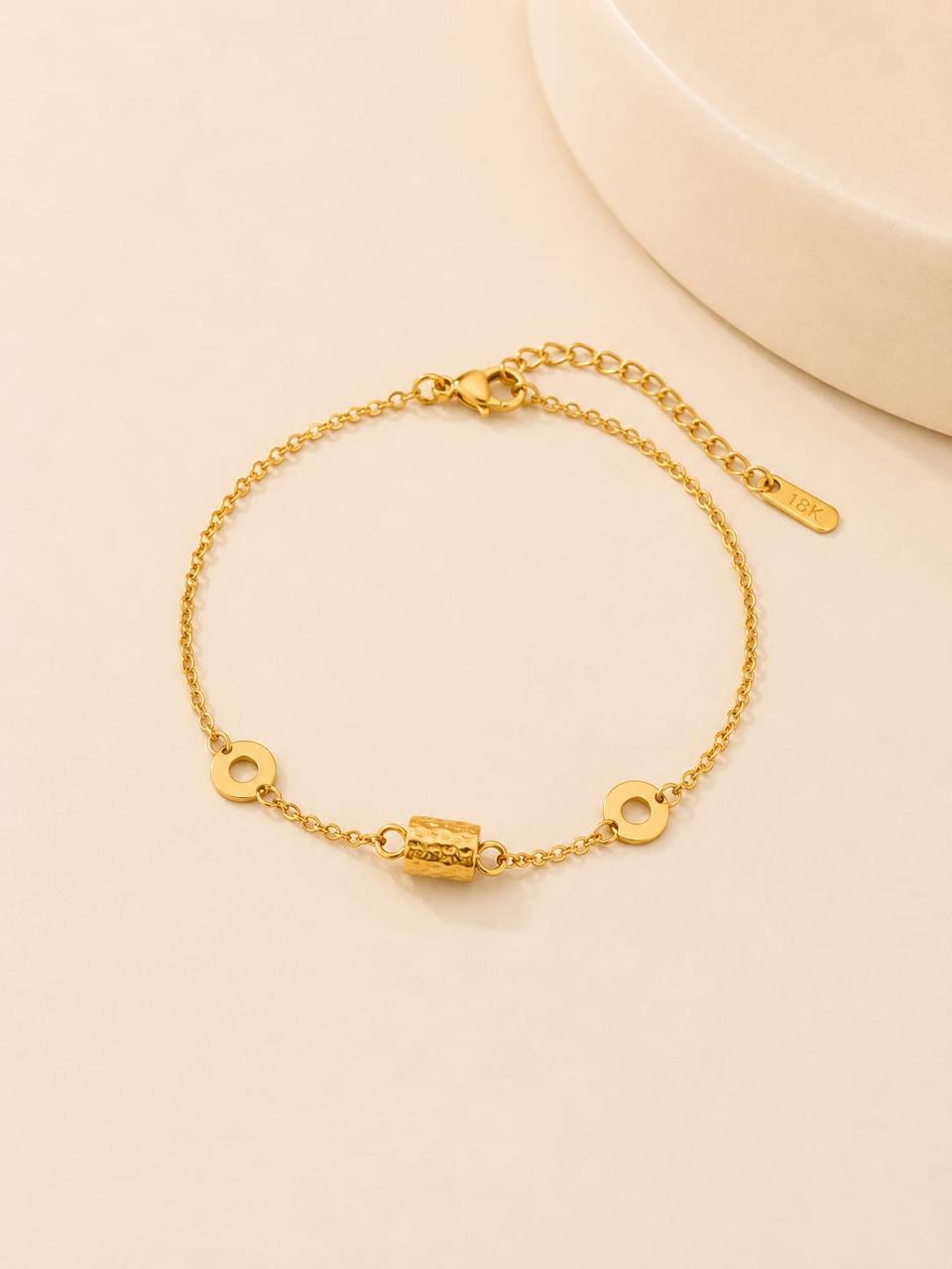 BSJ18A Round linked Bracelet - 18K Gold PVD plated