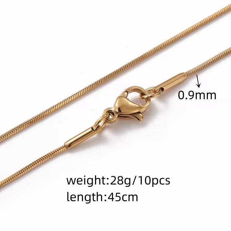 RC 55 Round Snake Ready made chain 18k Gold PVD plated 316 Stainless steel ( 1 pc ) Anti tarnish ( 1.5mm )