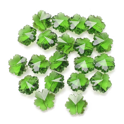 BBB 92 (b) Green Snowflake Flower Faceted Crystal glass beads ( 1 pc )